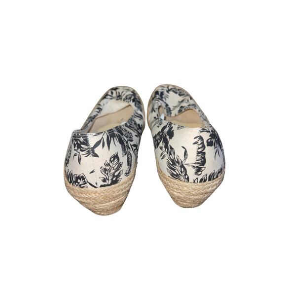 Esprit Canvas Espadrilles Canvas Slip On Floral Black and White Size 9 - Picture 3 of 5